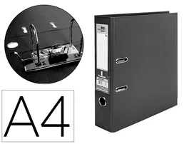 Archivador De Palanca Liderpapel A4 Documenta Forrado Pvc Con Rado Lomo 75 mm Negro Compresor Metalico
