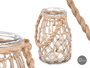 Giftdecor Portavela Vidrio y Cuerda Natural Transparente 16x21x14 cm (Set de 6)