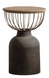 DKD Home Decor Mesita Auxiliar Abeto y Metal Negro
