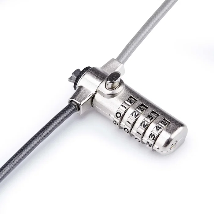 StarTech.com SNBLC4D-LAPTOP-LOCK Candado Antirrobo Portátil con Combinación 4 Dígitos, Cable de Acero 2m (6.6ft) Ultra Delgado, Compatible con Noble Wedge Slot