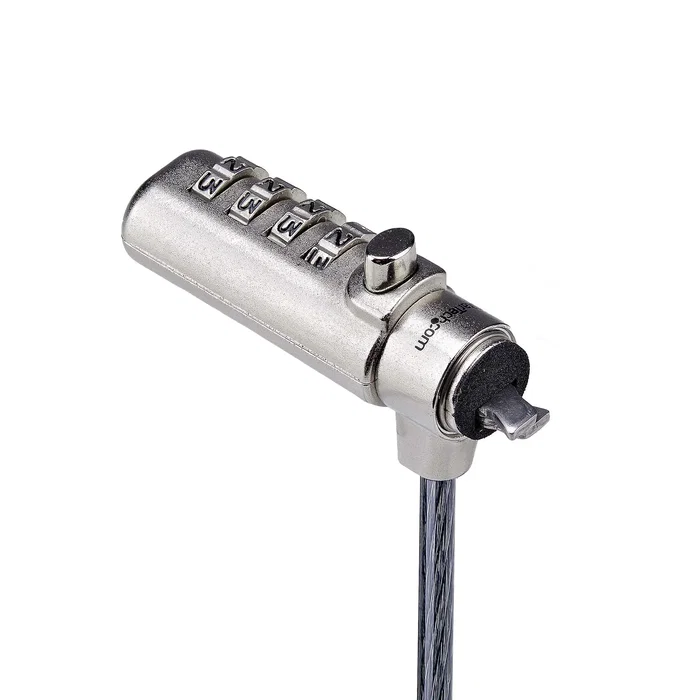 StarTech.com SNBLC4D-LAPTOP-LOCK Candado Antirrobo Portátil con Combinación 4 Dígitos, Cable de Acero 2m (6.6ft) Ultra Delgado, Compatible con Noble Wedge Slot