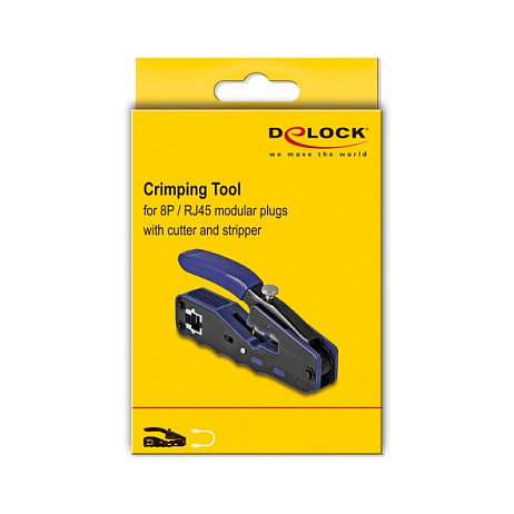 DeLOCK 90577 Tenaza engarzadora para conectores 8P/RJ45 con cortador y pelador
