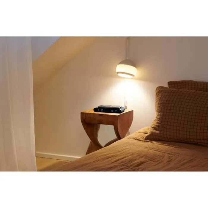 Thomson THO1721993395360 Estación de Carga para Despertador - Negro - Inducción 15W, Puerto USB-C, Fuente de Alimentación 230V