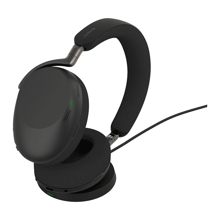 Jabra Evolve3 85 Auriculares Diadema Inalámbricos y Alámbricos Bluetooth 5.3 para Llamadas/Música - Negro con Base de Carga Inalámbrica, Receptor Link 390c y 55h de Autonomía