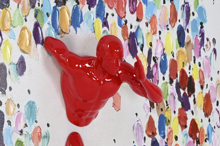 DKD Home Decor Cuadro Moderno Multicolor Rojo 80x80 cm (3.5 cm grosor) - Lienzo y Resina - 2 Unidades