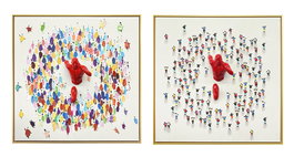 DKD Home Decor Cuadro Moderno Multicolor Rojo 80x80 cm (3.5 cm grosor) - Lienzo y Resina - 2 Unidades