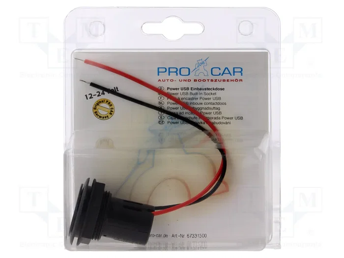 PRO CAR Alimentador USB de 5V/3A con salida USB A
