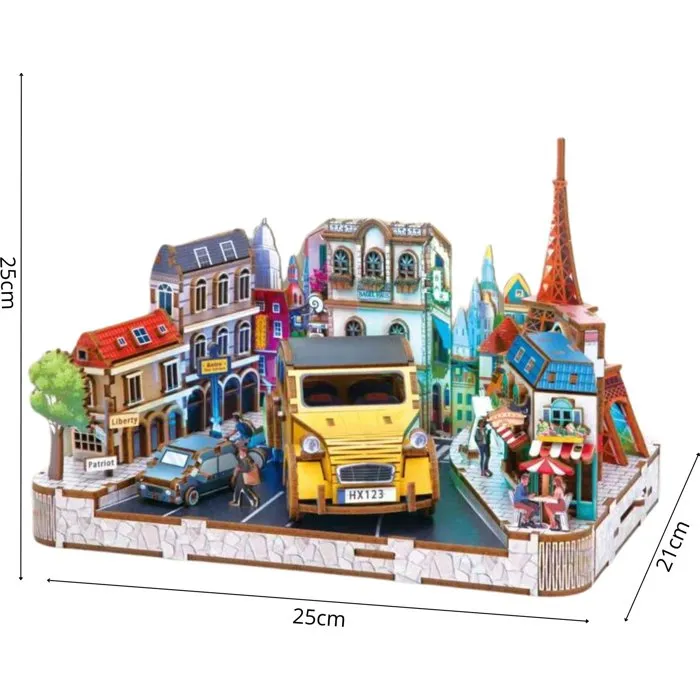 Book Nook - Kit DIY para Construir un Sujetalibros 3D Paisaje Parisino - Marca: Nookland - 25 x 21 x freshusacheckn25 cm