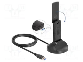 DeLOCK Adaptador USB WLAN Wi-Fi 6E AX3000 Tribanda Negro