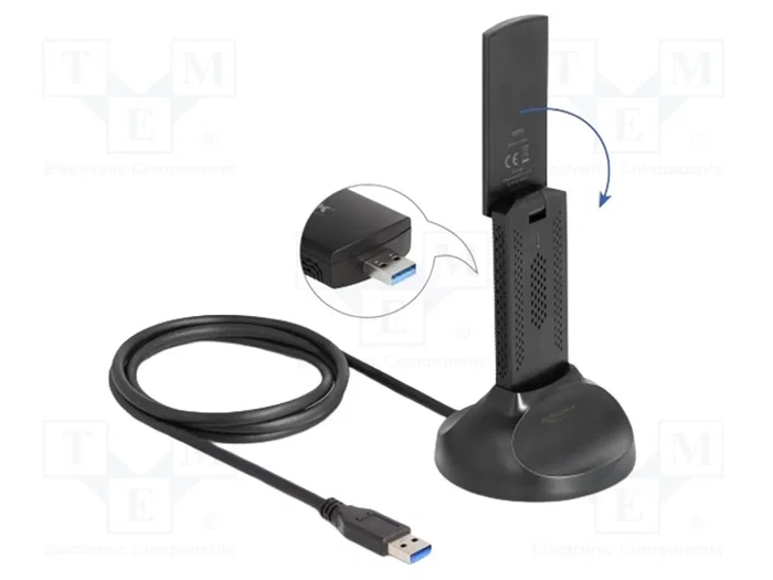 DeLOCK Adaptador USB WLAN Wi-Fi 6E AX3000 Tribanda Negro DeLOCK Adaptador USB WLAN Wi-Fi 6E AX3000 Tribanda Negro