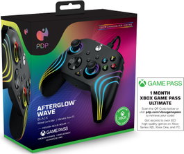 PDP Afterglow Wave Wired Controller Negro con 1 mes de Game Pass