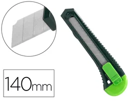 Q-connect Cúter de Plástico Ancho con Asa para Colgar Cuchilla 18 mm Blíster 1 Unidad