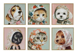 DKD Home Decor Cuadro Lienzo MDF 30x2x30 Perro Gato Surtido de 6
