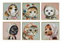 DKD Home Decor Cuadro Lienzo MDF 30x2x30 Perro Gato Surtido de 6