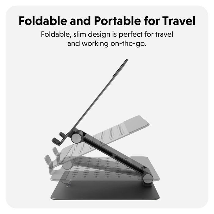 Targus HyperSpace Flex Laptop Stand, Soporte para portátil de aluminio, Gris, Plegable y ajustable, 40.6 cm (16 pulgadas)