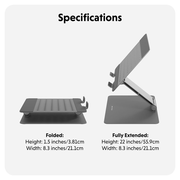 Targus HyperSpace Flex Laptop Stand, Soporte para portátil de aluminio, Gris, Plegable y ajustable, 40.6 cm (16 pulgadas)