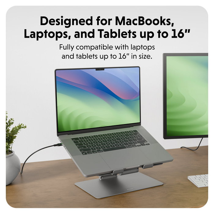 Targus HyperSpace Flex Laptop Stand, Soporte para portátil de aluminio, Gris, Plegable y ajustable, 40.6 cm (16 pulgadas)