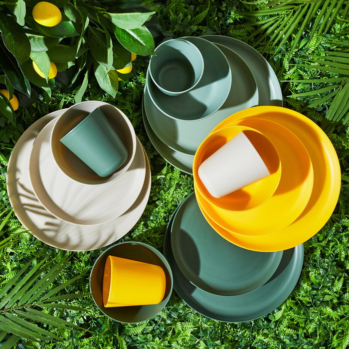 Home Deco Factory Plato Diámetro 25 cm Polipropileno Colección Bain De Soleil - Colores surtidos (Verde, Beige, Amarillo)
