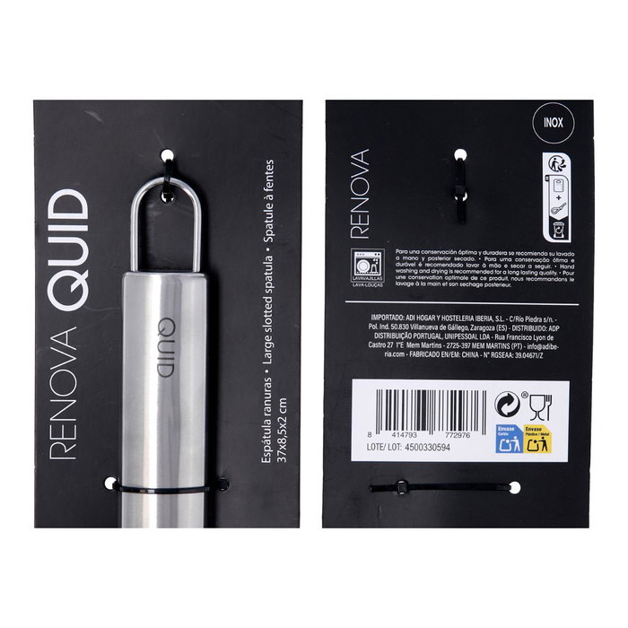 Espátula Larga y con Ranuras Acero Inox Renova Quid 37 cm (12 Unidades) Espátula Larga y con Ranuras Acero Inox Renova Quid 37 cm (12 Unidades)