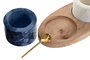 DKD Home Decor Set de 4 Saleros y Pimenteros de Mármol y Acacia Blanco