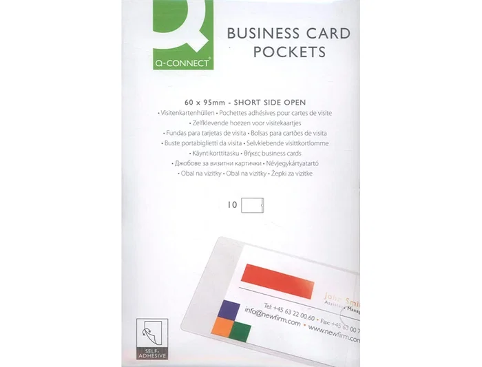 Q-connect Funda Autoadhesiva para Tarjetas de Visita 60x95mm Pack 10 Unidades