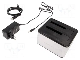 QOLTEC Estación de acoplamiento USB 3.0 Plata