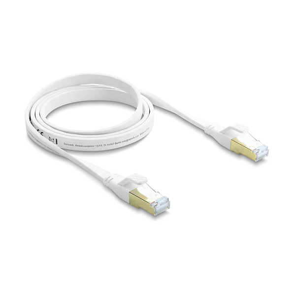 DeLOCK Cable de red plano RJ45 Cat.8.1 U/FTP 1 m blanco