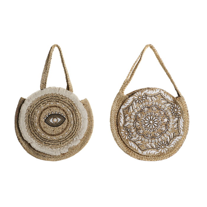 DKD Home Decor Surtido de 2 Bolsos de Yute MODA YUTE 36x36x12 cm