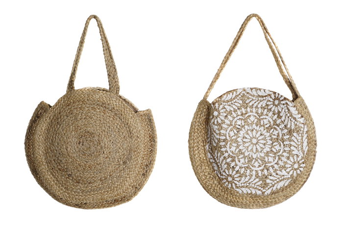 DKD Home Decor Bolso Mediterraneo Natural Negro 12 x 36 x 36 cm (2 Unidades)