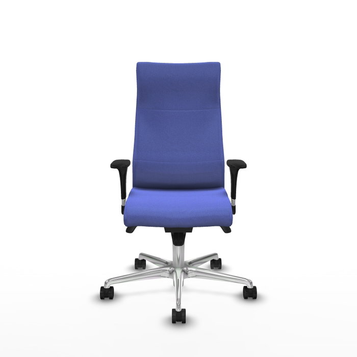 PIQUERAS Y CRESPO Sillón Albacete con mecanismo Sincro, Tela Azul claro, Base Aluminio