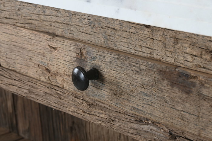 DKD Home Decor Isla Cocina India 1c25 Natural Blanco Madera Reciclada Marmol 60 x 97 x 120 cm