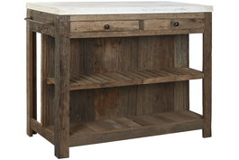 DKD Home Decor Isla Cocina India 1c25 Natural Blanco Madera Reciclada Marmol 60 x 97 x 120 cm