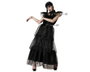 Disfraz Adulto Halloween Vestido Largo Negro Con Cinturón Ajustable Temática Gótica Niña Muerta Talla XS-S para Mujer