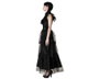 Disfraz Adulto Halloween Vestido Largo Negro Con Cinturón Ajustable Temática Gótica Niña Muerta Talla XS-S para Mujer