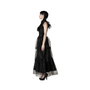 Disfraz Adulto Halloween Vestido Largo Negro Con Cinturón Ajustable Temática Gótica Niña Muerta Talla XS-S para Mujer
