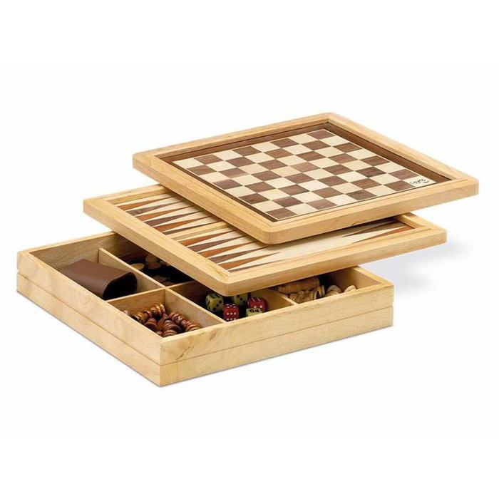 Cayro Juego de Marquetería de Ajedrez, Damas y Backgammon en Madera
