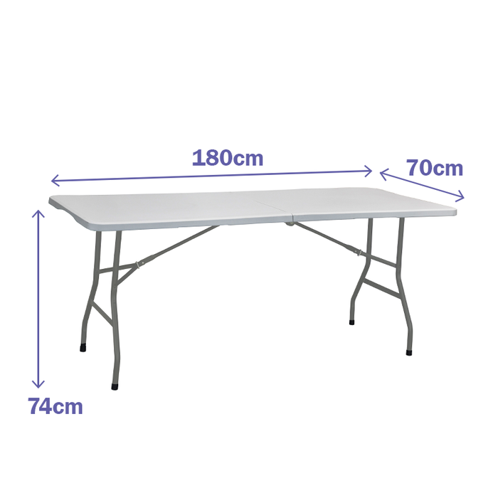 Marbueno Mesa Plegable Resina Blanco 180X70X74 cm Catering, Playa y Camping 10441