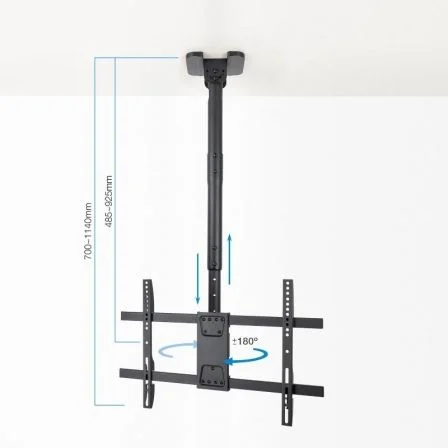 Tooq Soporte Techo TV LPCE1186TSLI-B Giratorio Inclinable Nivelable para Pantallas 43-86" VESA 200x200-600x400 hasta 60kg Negro