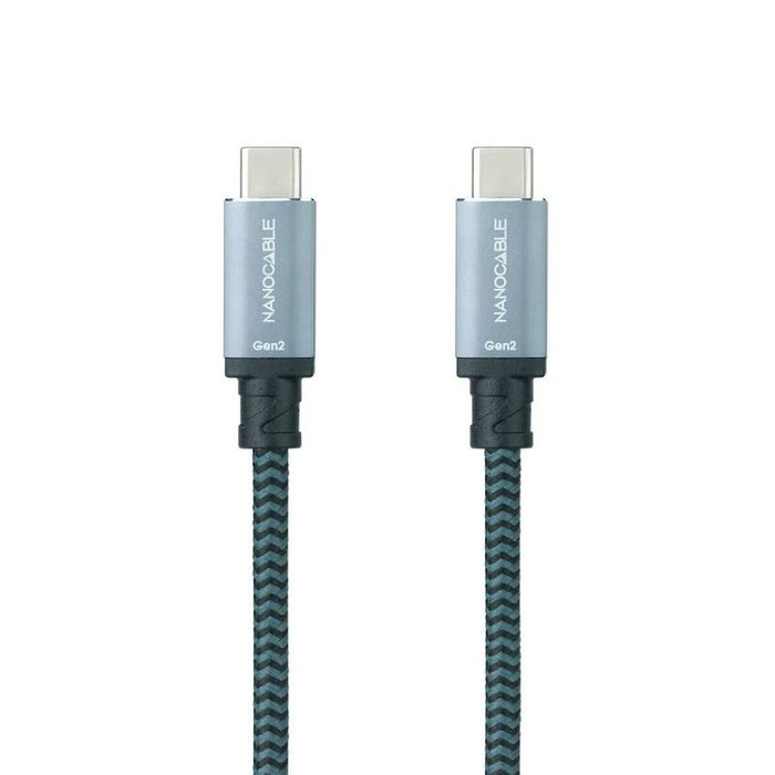 Nanocable Cable USB-C a USB-C 100W 10Gbps 2m Gris/Negro