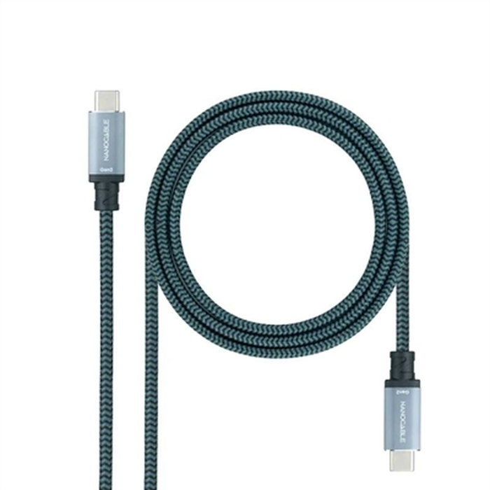 Nanocable Cable USB-C a USB-C 100W 10Gbps 2m Gris/Negro
