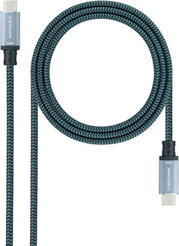 Nanocable Cable USB-C a USB-C 100W 10Gbps 2m Gris/Negro