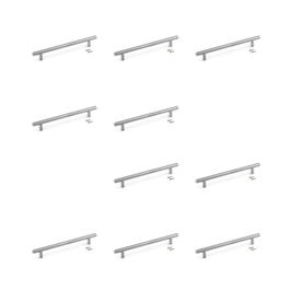 Emuca Lote de 10 tiradores para mueble Orlando, L178mm, intereje 128mm, Acero, Níquel satinado