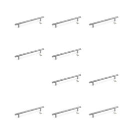 Emuca Lote de 10 tiradores para mueble Orlando, L178mm, intereje 128mm, Acero, Níquel satinado