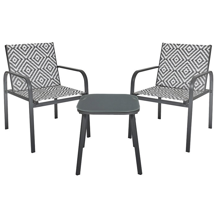 Home Deco Factory Set Salón Jardín Gris 2 Personas Mesa Reversible Acero y Textileno Resistente UV e Intemperie 45x45 cm Home Deco Factory Set Salón Jardín Gris 2 Personas Mesa Reversible Acero y Textileno Resistente UV e Intemperie 45x45 cm