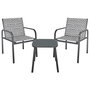 Home Deco Factory Set Salón Jardín Gris 2 Personas Mesa Reversible Acero y Textileno Resistente UV e Intemperie 45x45 cm