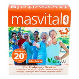 VITAL 2000 Masvital Plus 20 Sobres: Cordyceps, Rhodiola, Jalea Real para metabolismo energético