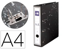 Liderpapel Archivador de Palanca DIN A4 Negro Mecanismo 75mm Cartón Forrado con Rado