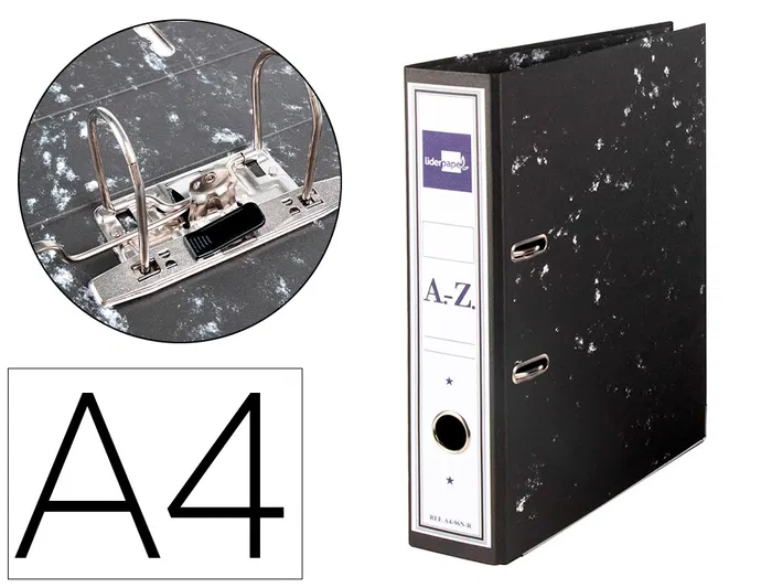 Liderpapel Archivador de Palanca DIN A4 Negro Mecanismo 75mm Cartón Forrado con Rado Liderpapel Archivador de Palanca DIN A4 Negro Mecanismo 75mm Cartón Forrado con Rado