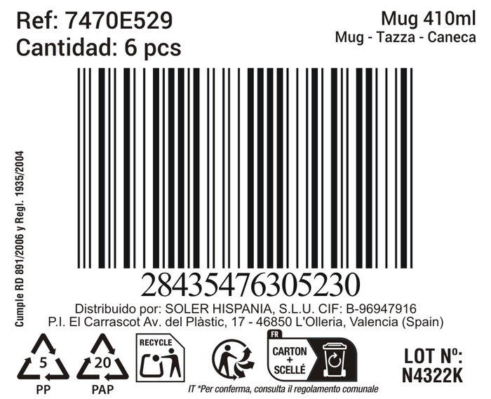 La Mediterranea Tazas Black Clay 410ml Surtido de 24 unidades