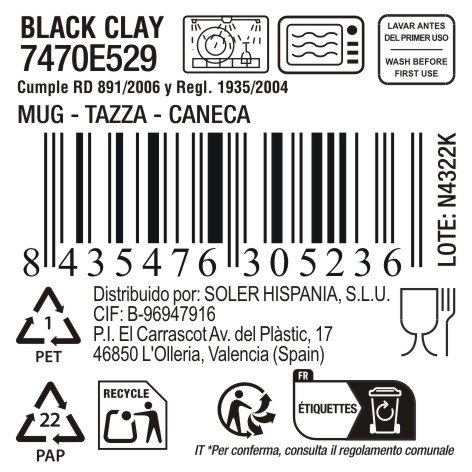 La Mediterranea Tazas Black Clay 410ml Surtido de 24 unidades